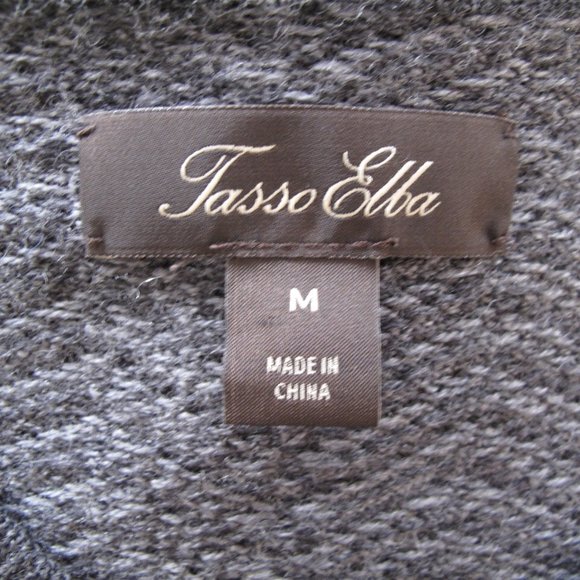 TASSO ELBA Grey Chevron Wool Blend Grandpa Sweater - Picture 6 of 14